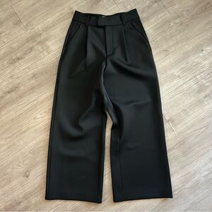 Scuba Pleated Trouser Pants Women's Black wide leg